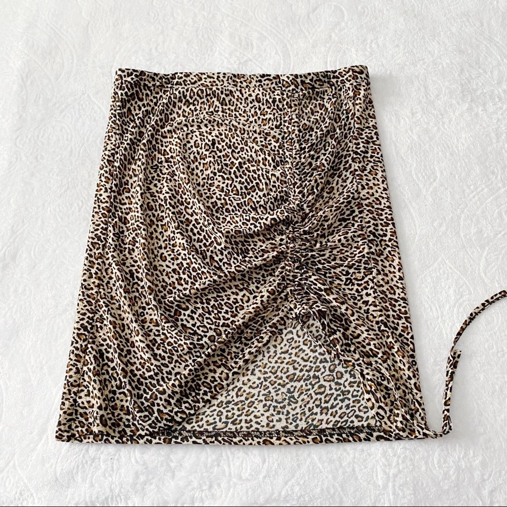 Shein Leopard Print Ruched Skirt & Top - Picture 3 of 9